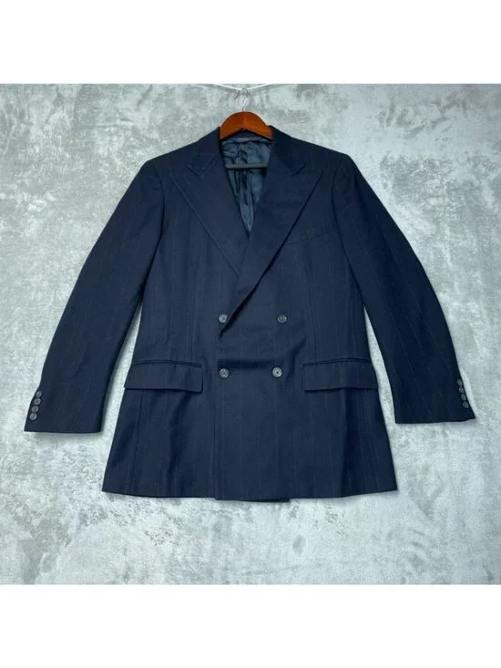Vtg Polo By Ralph Lauren Men's 42R Double-Breasted Navy Pinstripe Suit JCK113 - Picture 5 of 16